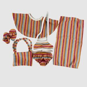 Beach Outfit for American Girl & 18" Dolls Bikini Sandals Skit Towel Bag Exc #24